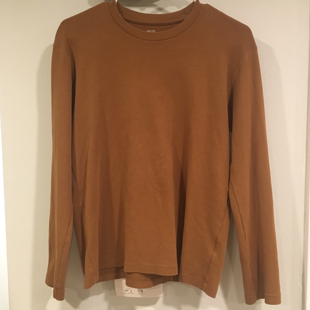 Uniqlo brown long sleeve brushed cotton shirt